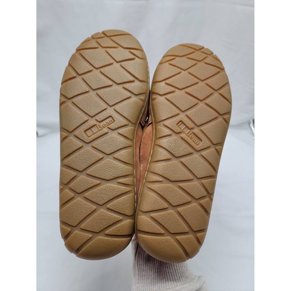 LL Bean Wicked Good Moccasins Slipper Womens 10M Brown Suede Leather & Shearling - Picture 8 of 8